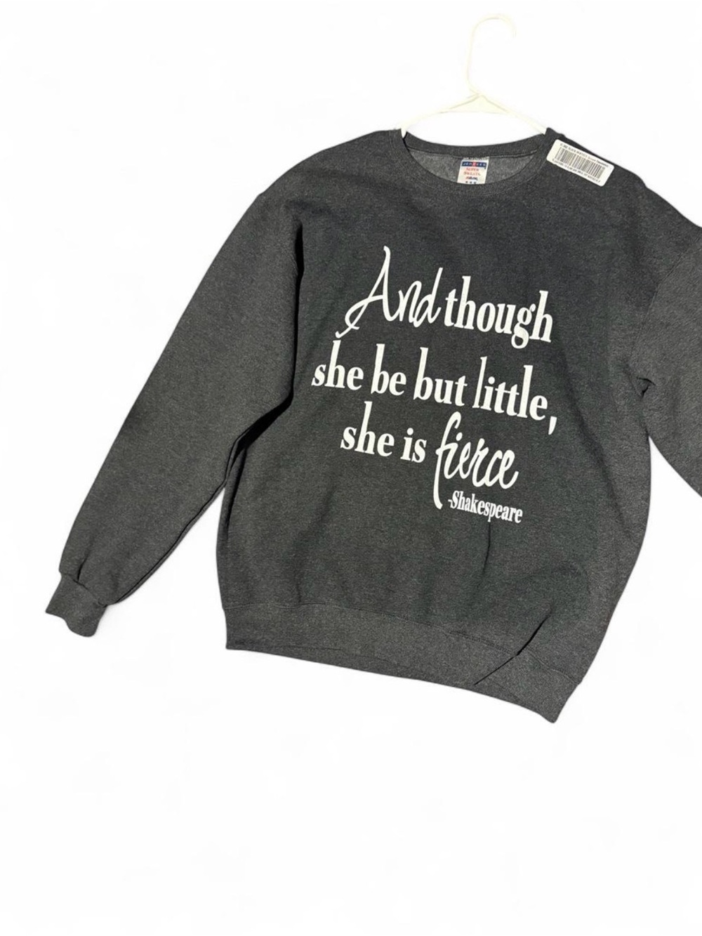 Brand new Women's Gray Graphic Crewneck - Shakespeare Quote